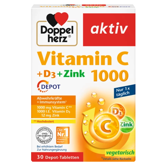 Abbildung der Produktverpackung Doppelherz aktiv Vitamin C 1000 Frontansicht